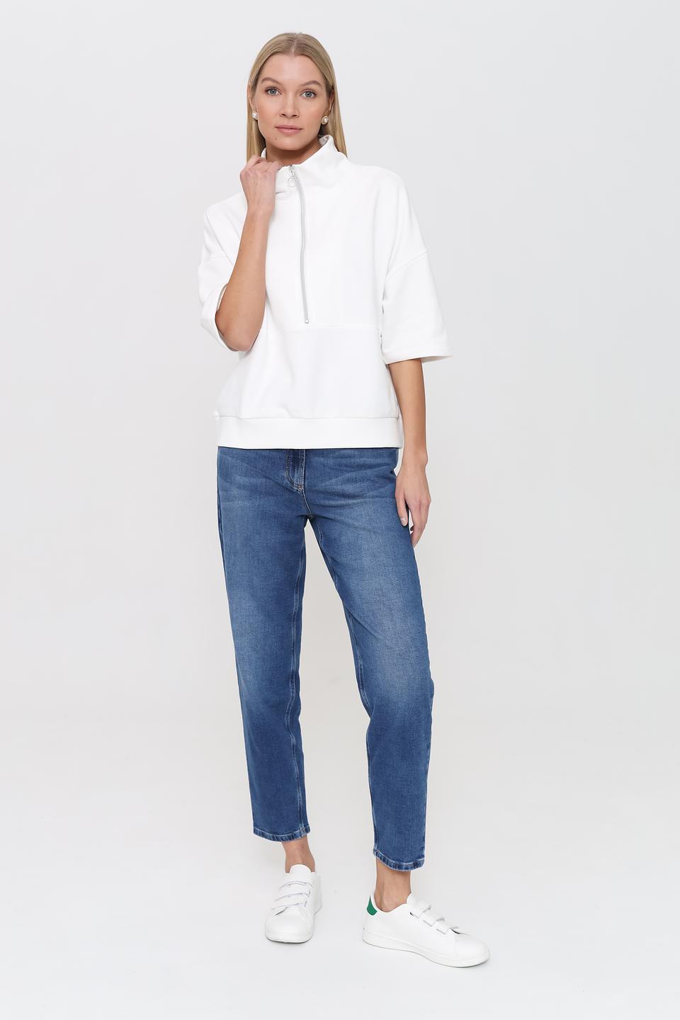 Пуловер Pezzo с молнией белый