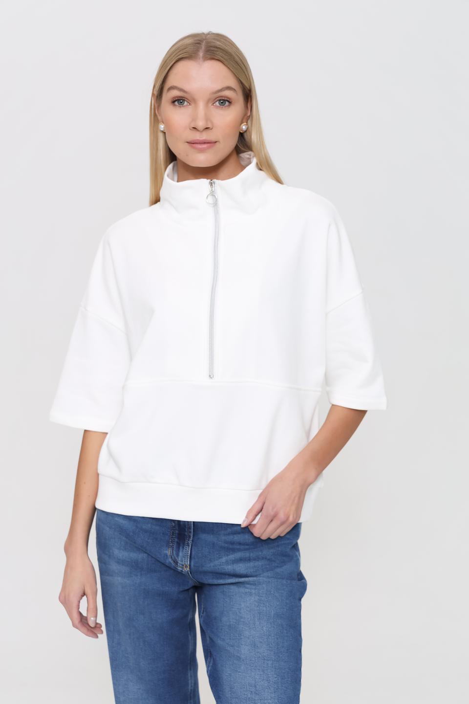 Пуловер Pezzo с молнией белый