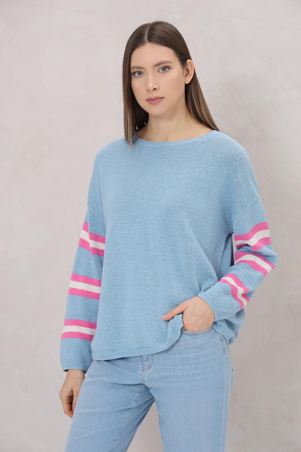 Пуловер Lecomte с полосками голубой