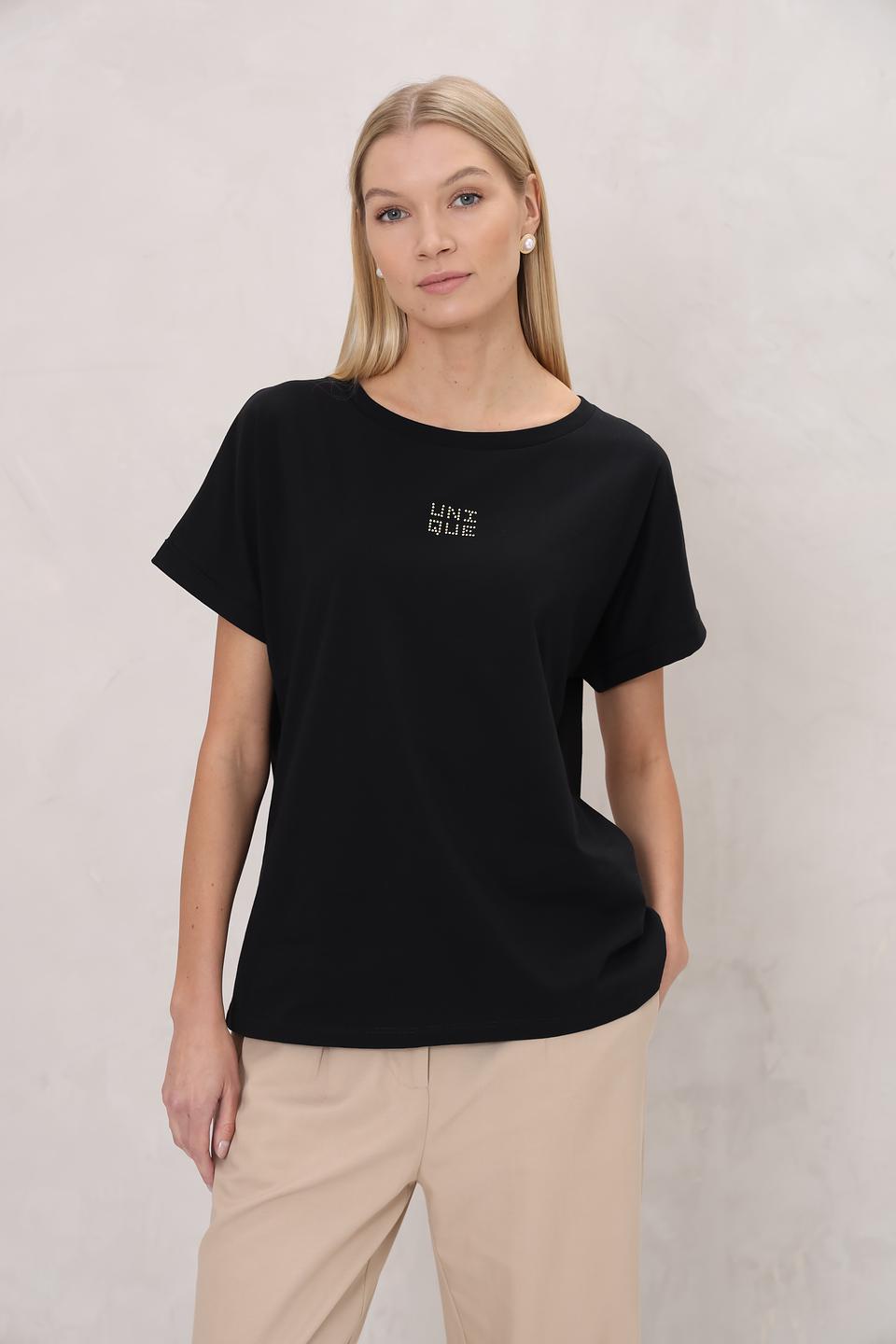 Футболка UNQ женская чёрная с логотипом