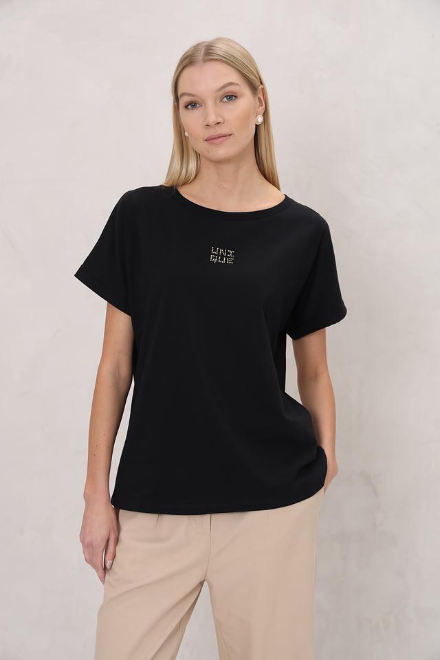 Футболка UNQ женская чёрная с логотипом