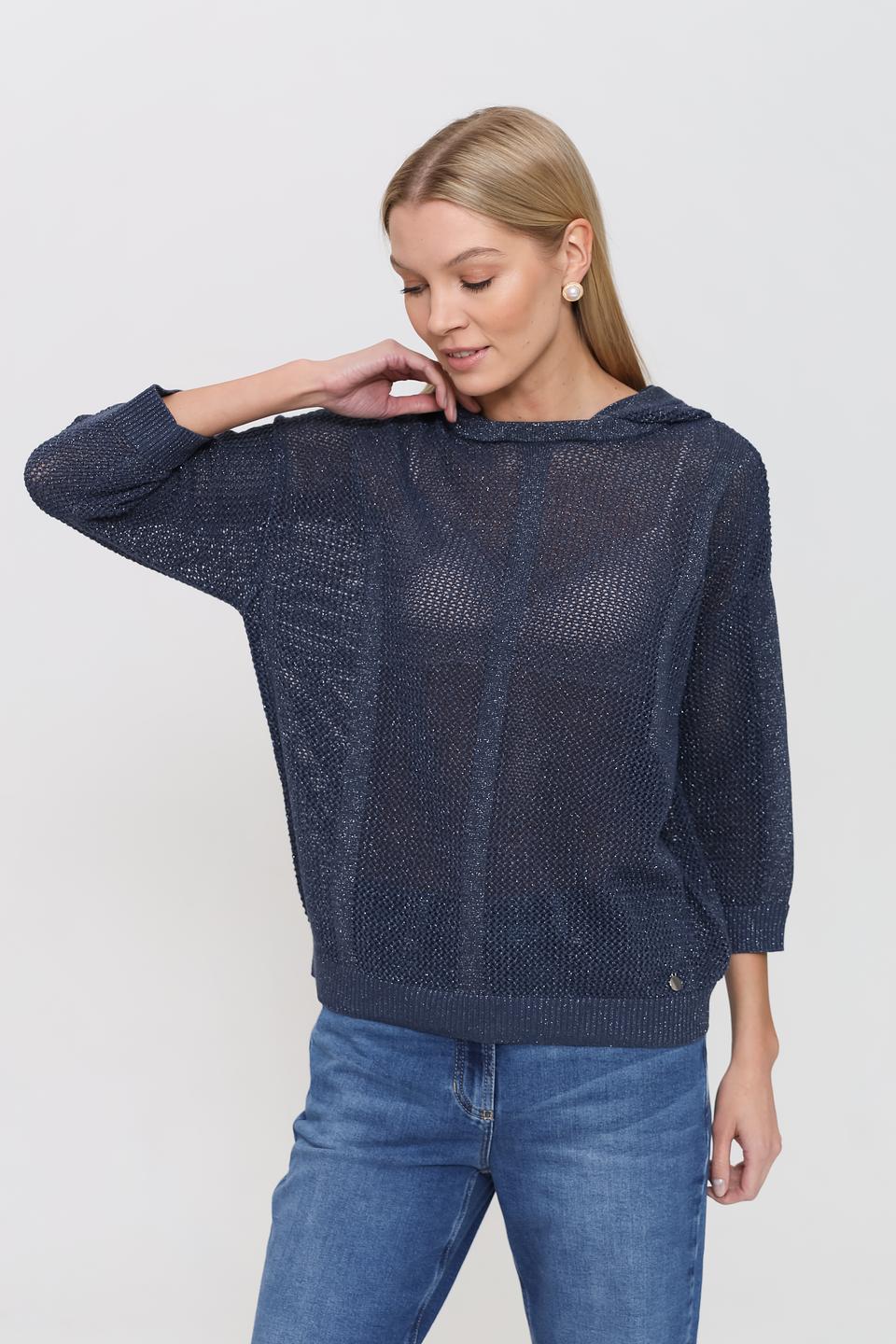 Пуловер Pezzo с капюшоном тёмно-синий