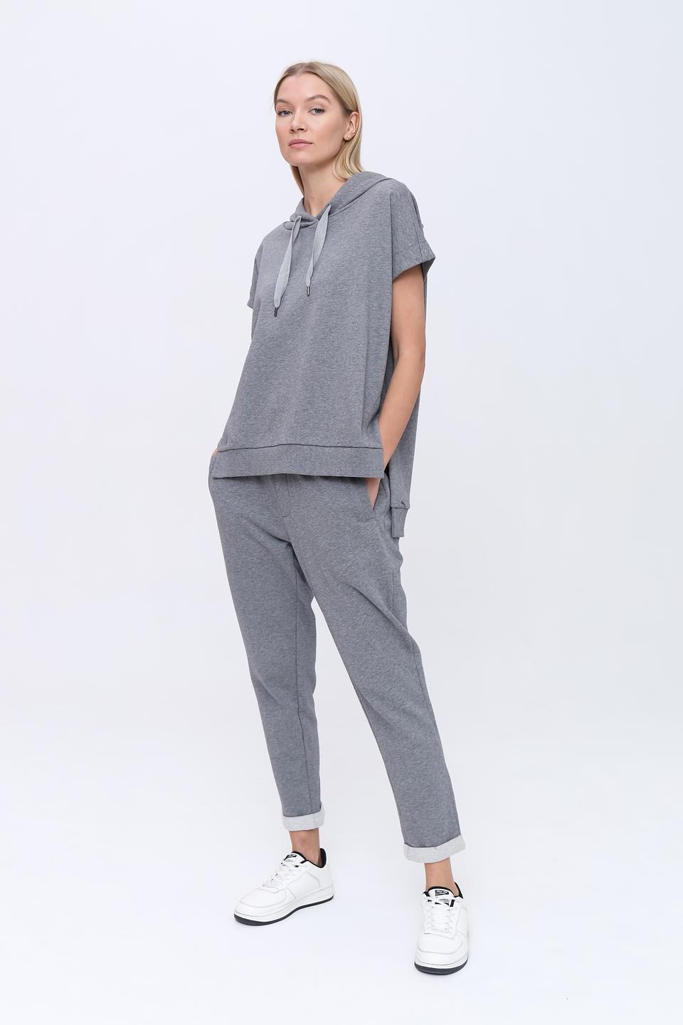 Пуловер Pezzo серый с капюшоном