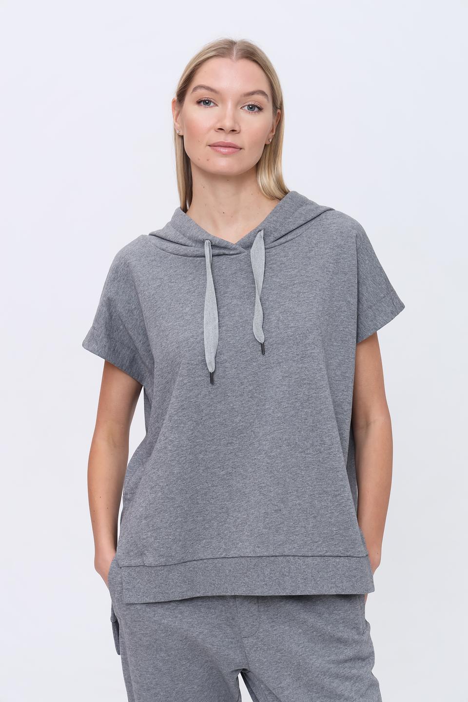 Пуловер Pezzo серый с капюшоном