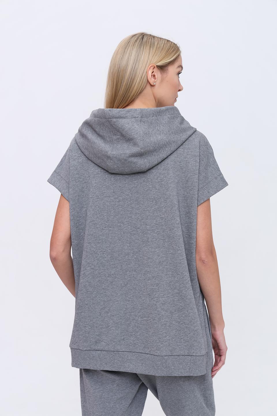 Пуловер Pezzo серый с капюшоном