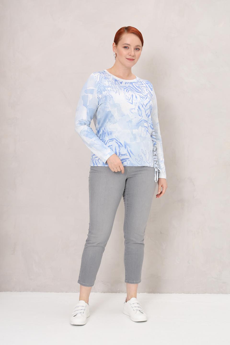 Пуловер Gerry Weber бело-голубой с узором и кулиской