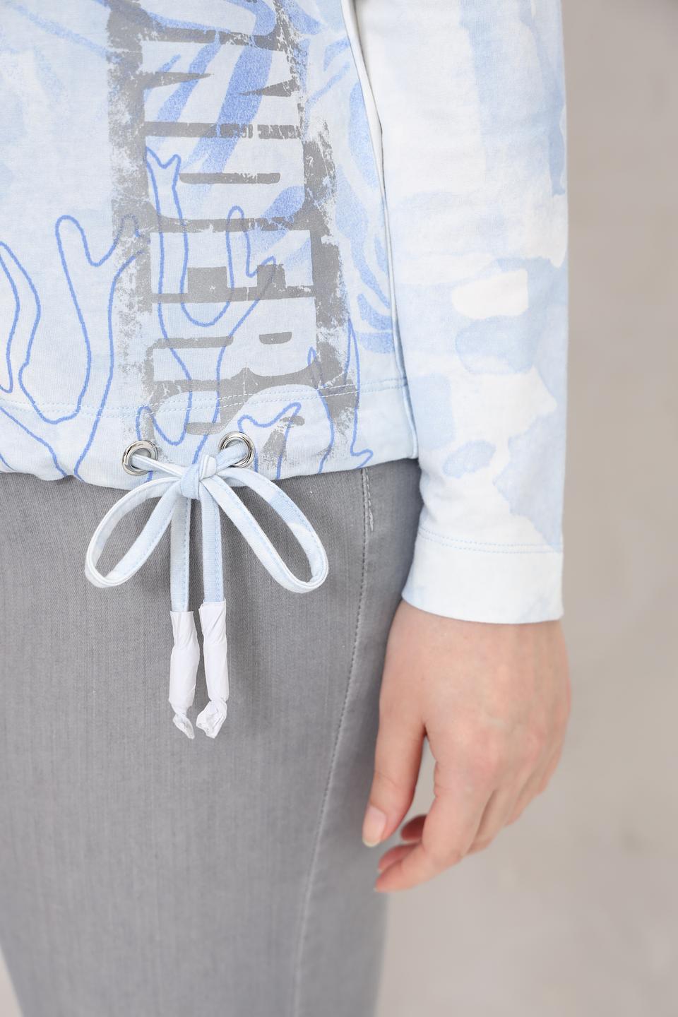 Пуловер Gerry Weber бело-голубой с узором и кулиской