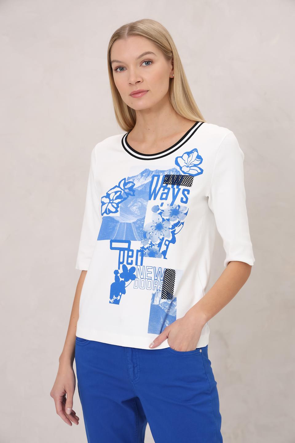 Футболка Marc Cain с принтом голубой