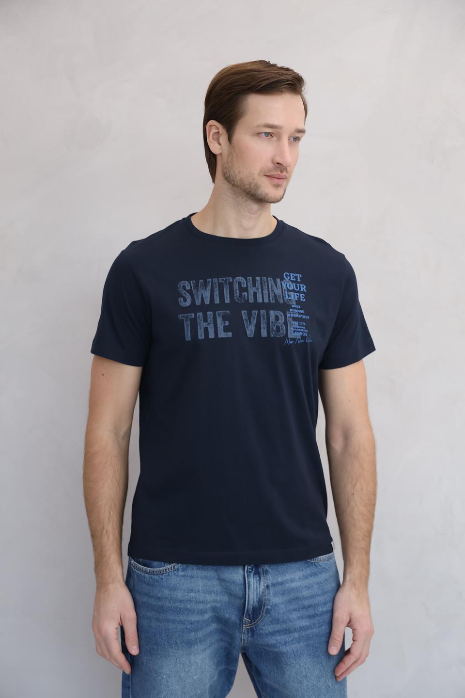 Футболка Lerros с принтом темно-синяя