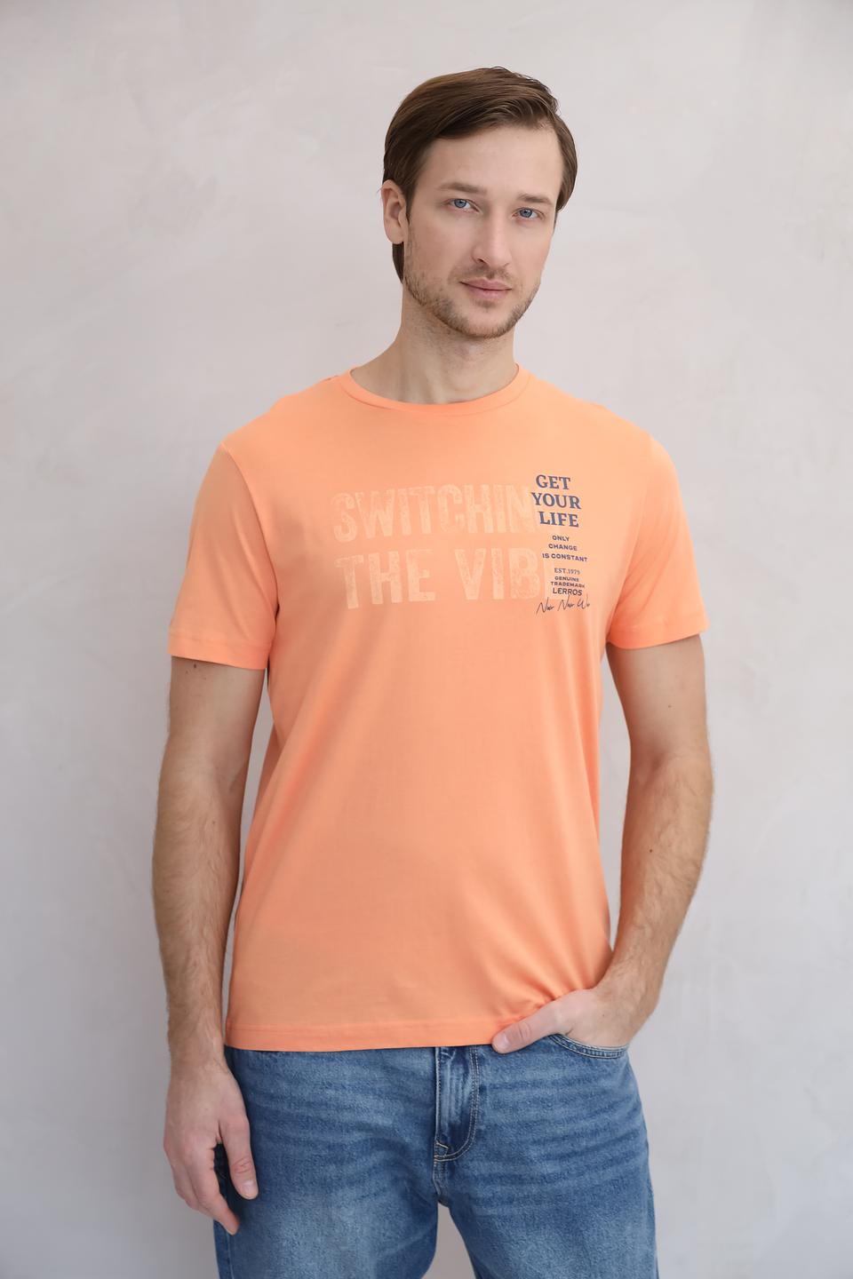 Футболка Lerros персиковая с принтом