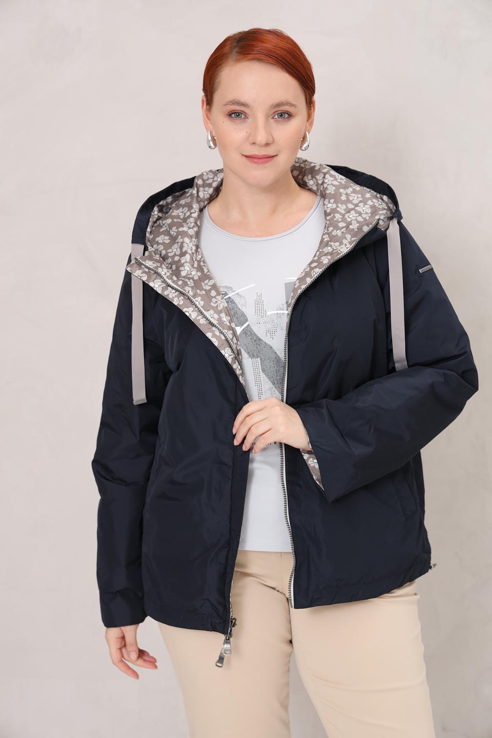 Куртка Baronia женская тёмно-синяя с цветочным принтом