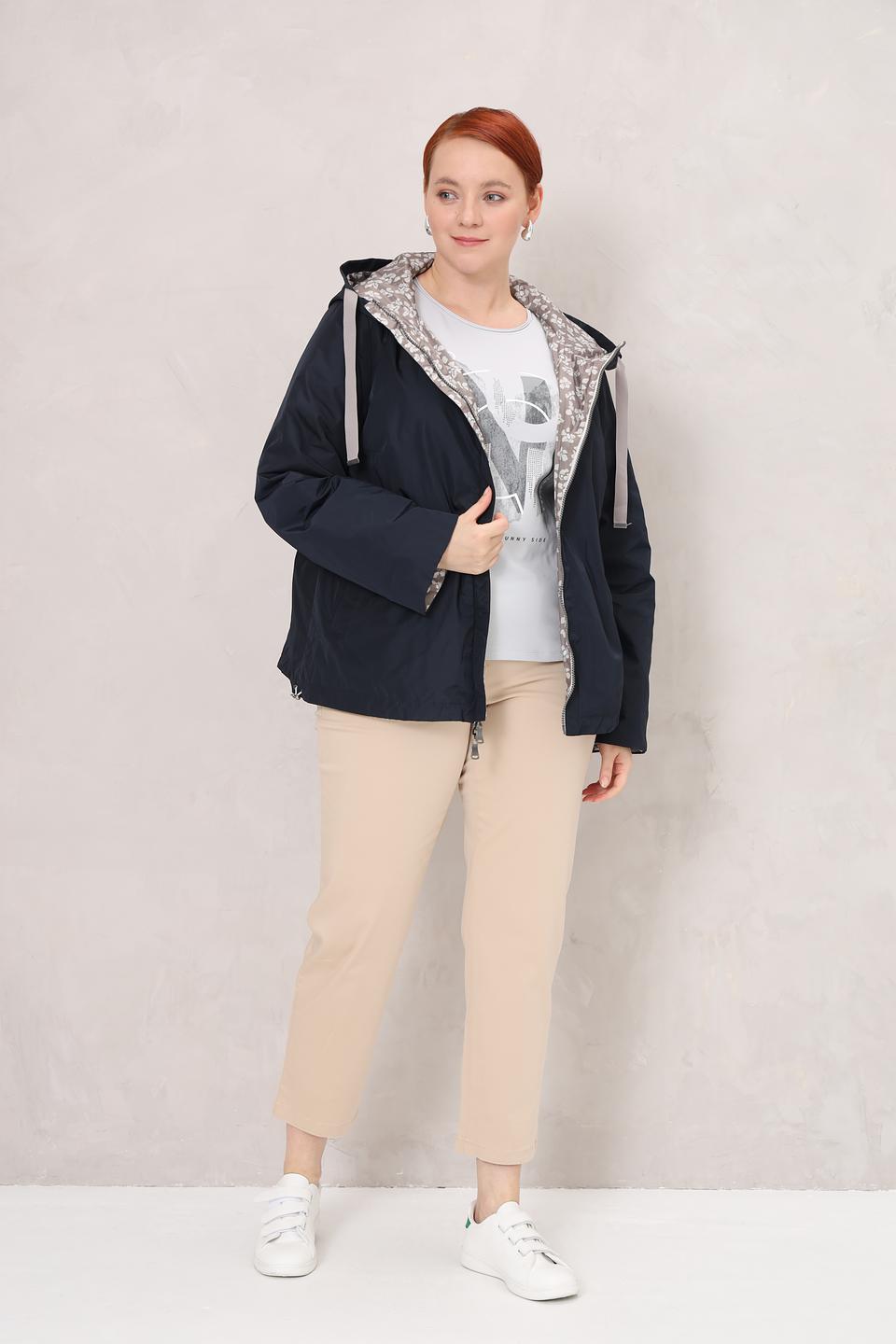 Куртка Baronia женская тёмно-синяя с цветочным принтом