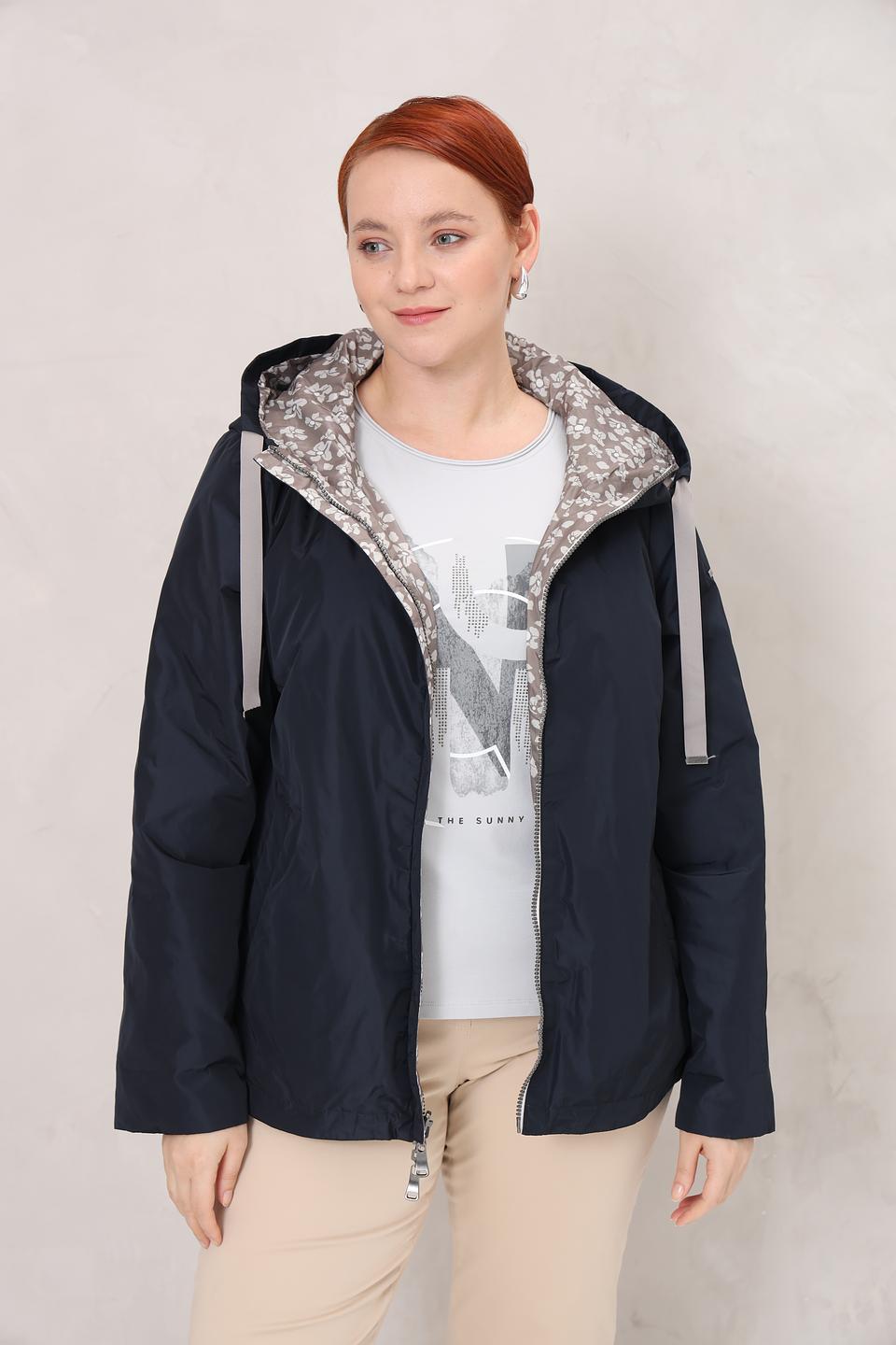 Куртка Baronia женская тёмно-синяя с цветочным принтом
