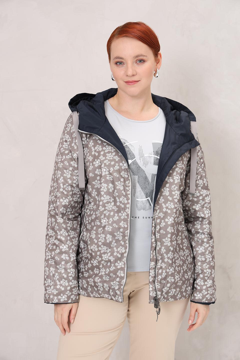 Куртка Baronia женская тёмно-синяя с цветочным принтом