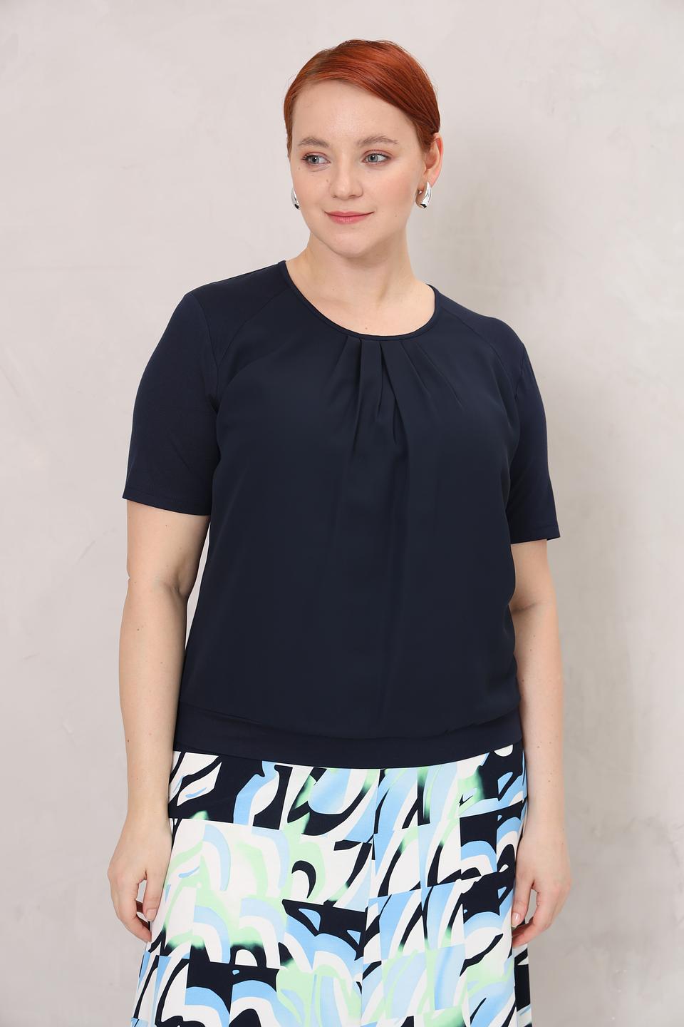 Блуза Frank Walder с драпировкой темно-синяя