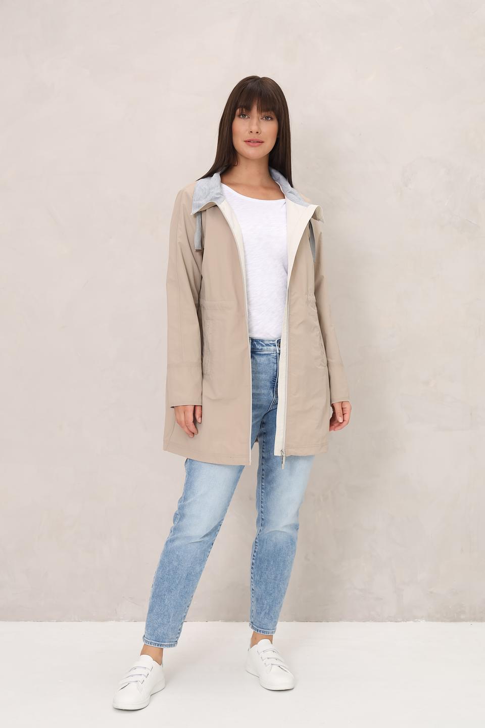 Плащ White Label с капюшоном бежевый