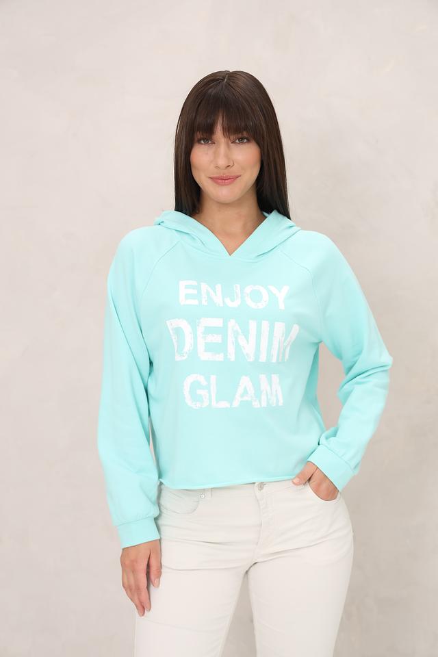 Пуловер Monari с принтом бирюзовый