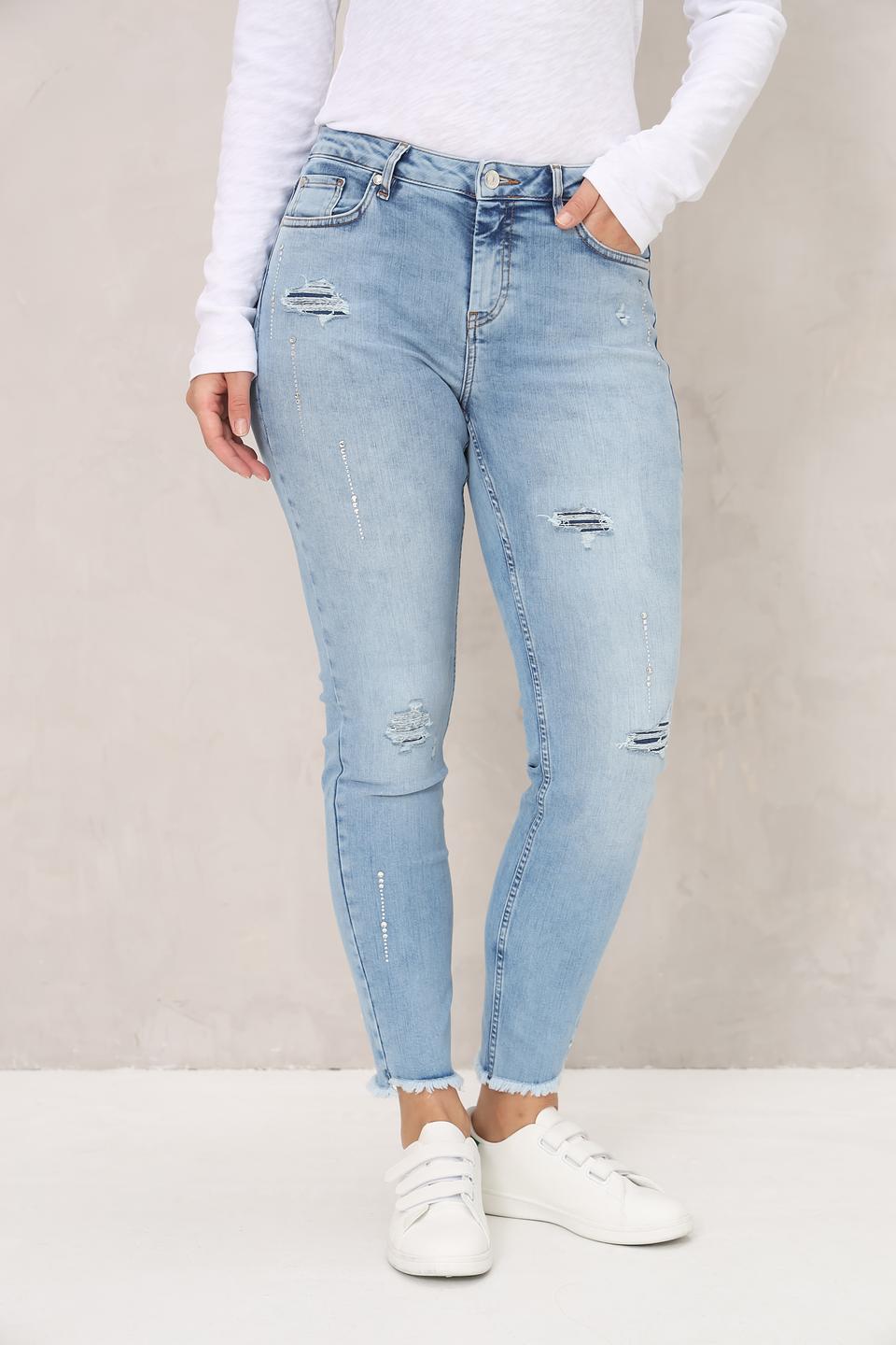 Джинсы с потертостями Monari голубые
