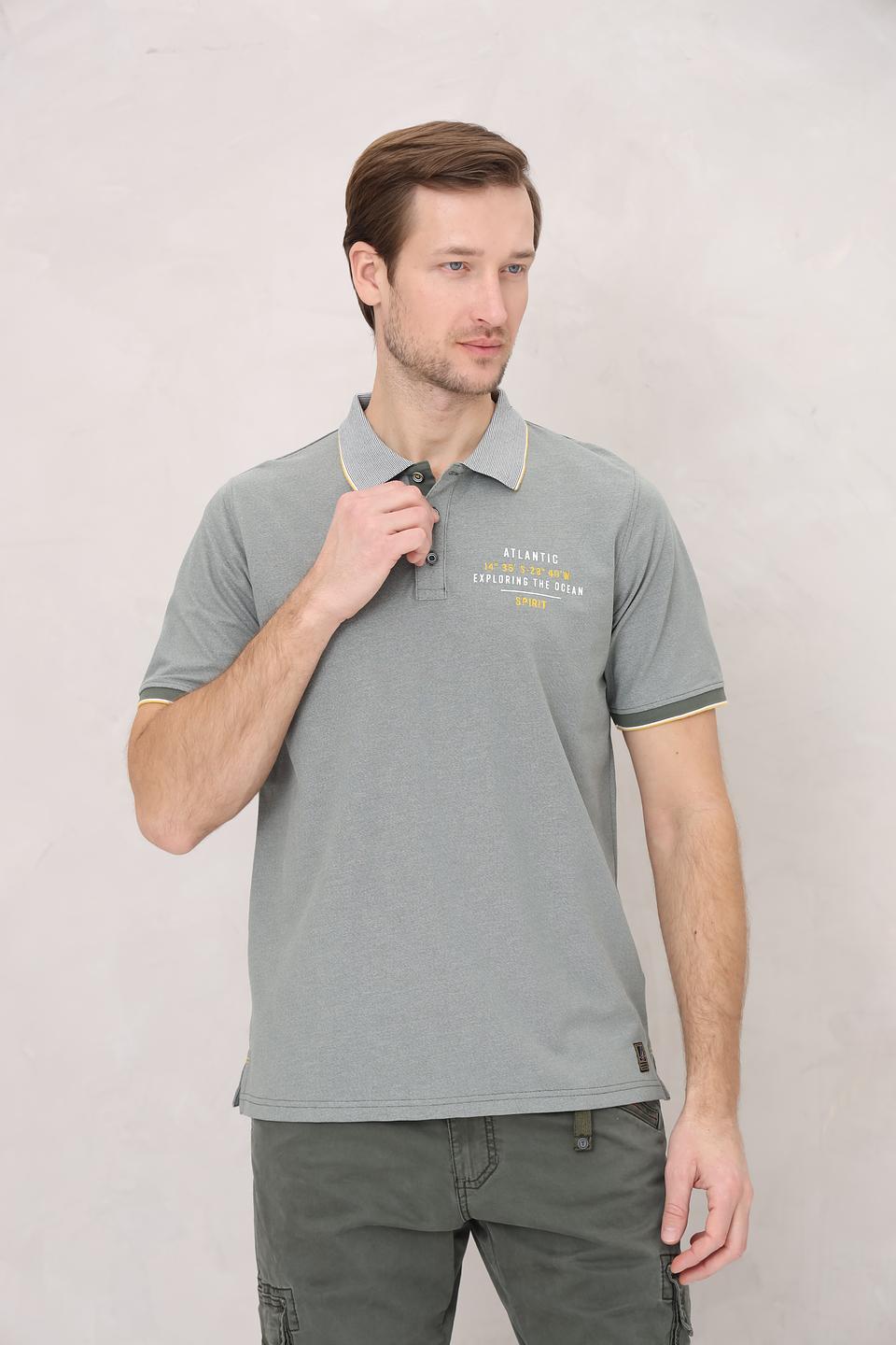 Поло Casa Moda серый с принтом