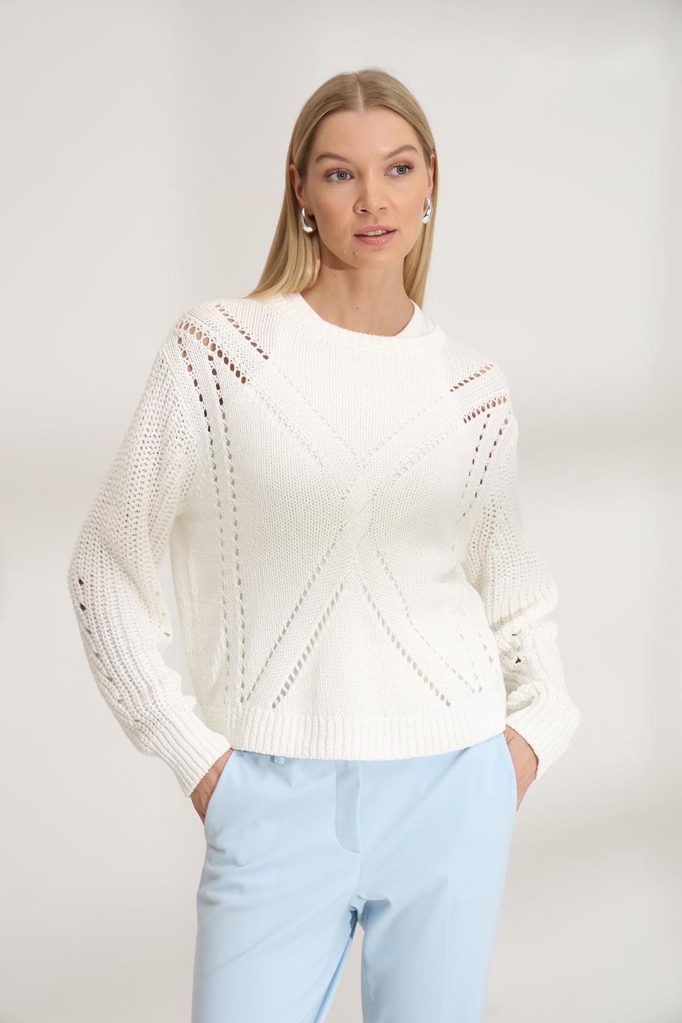Пуловер Luisa Cerano белый ажурный