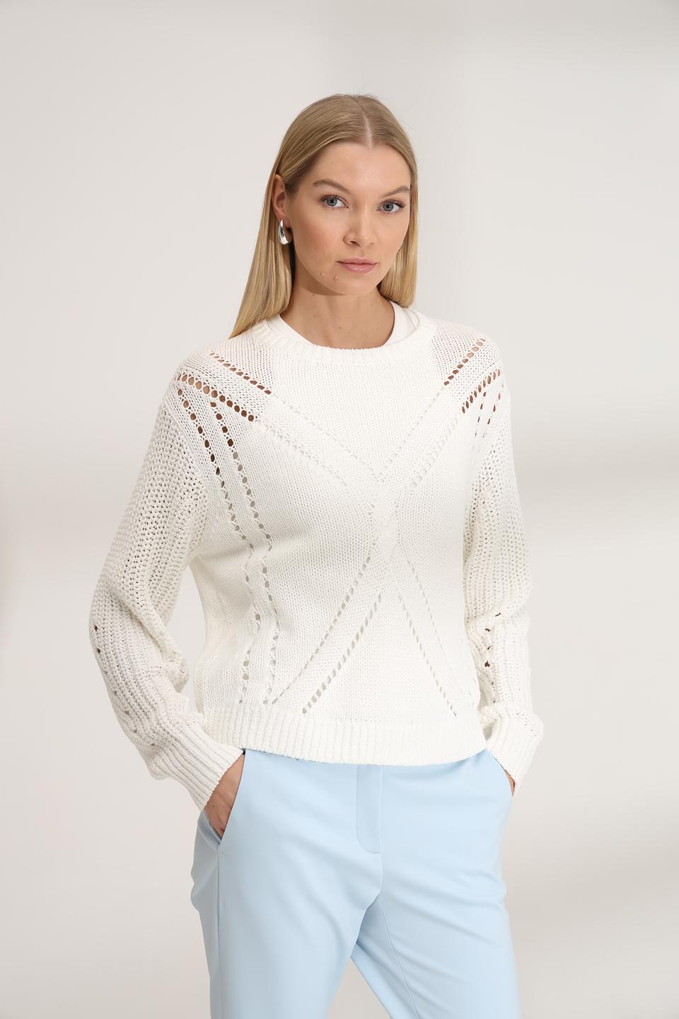 Пуловер Luisa Cerano белый ажурный