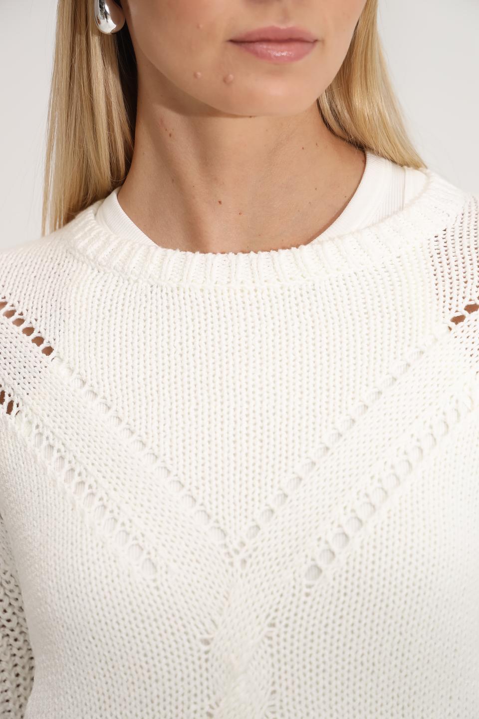 Пуловер Luisa Cerano белый ажурный