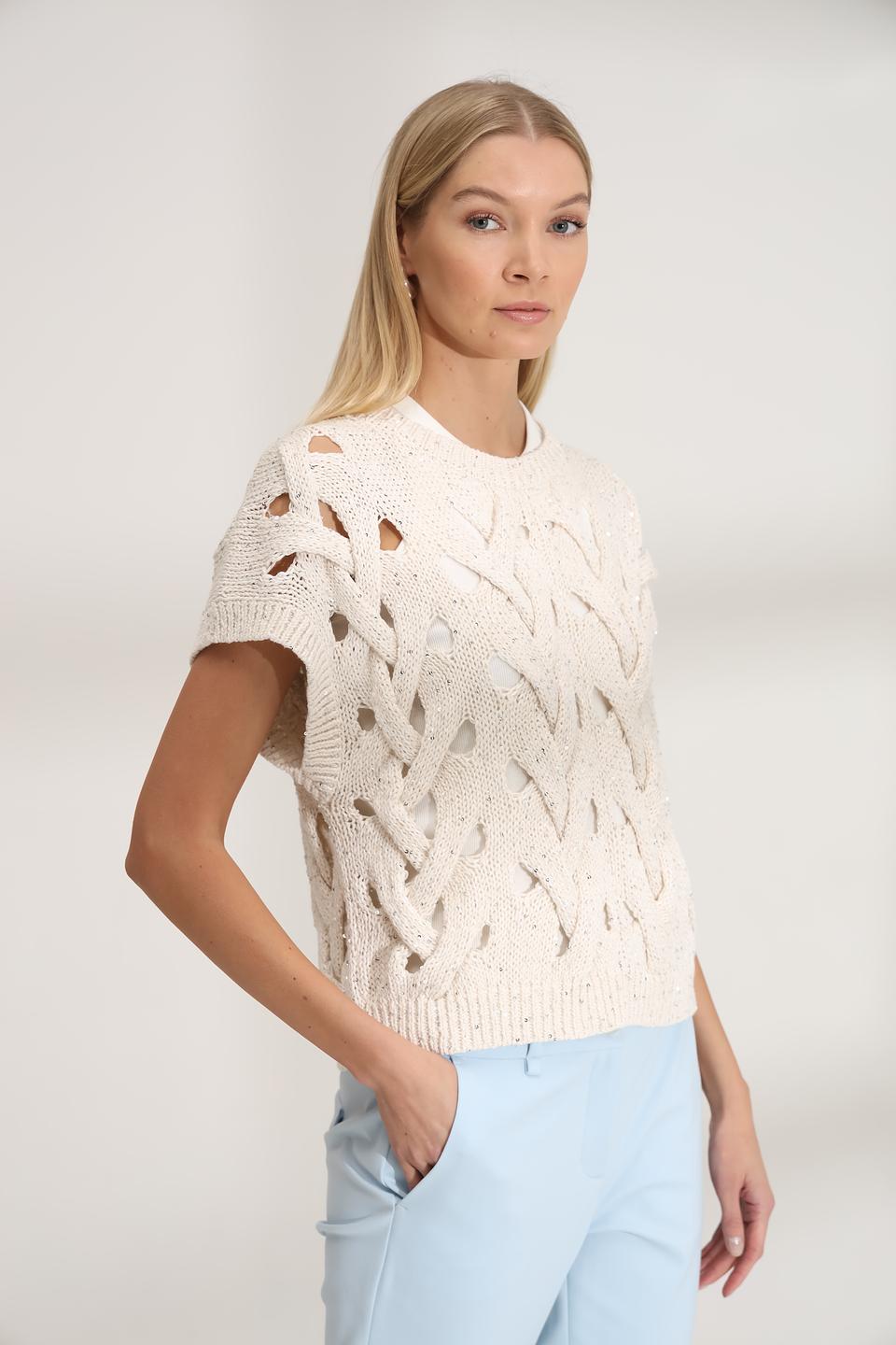 Пуловер Luisa Cerano с косами кремовый