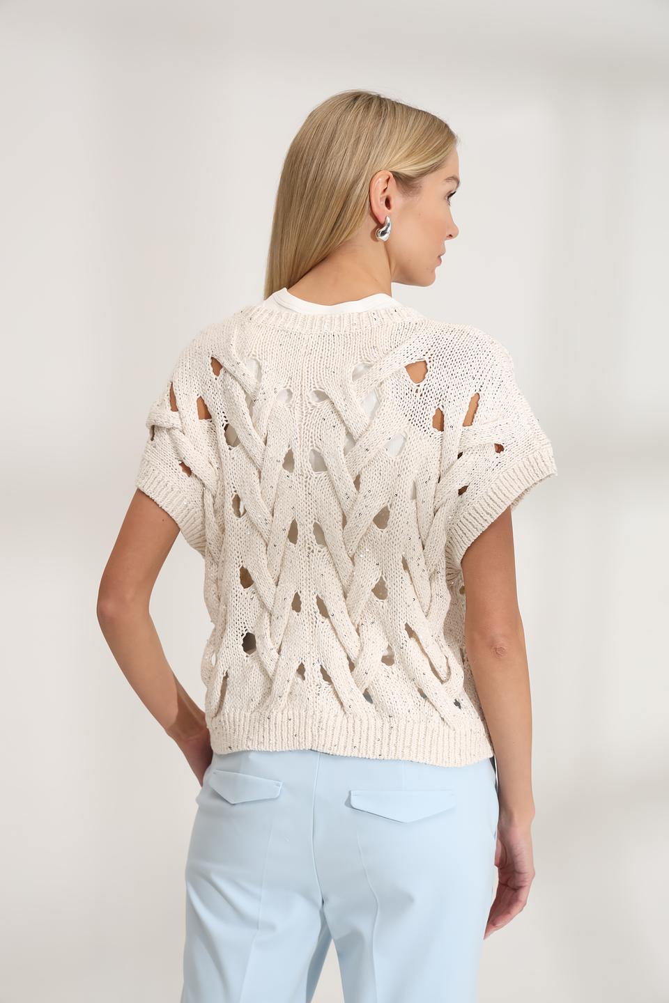 Пуловер Luisa Cerano с косами кремовый