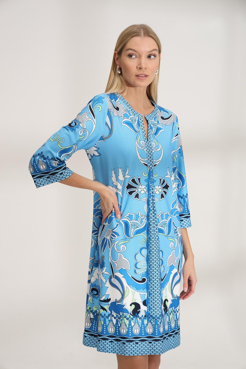 Платье Bianca с принтом голубой