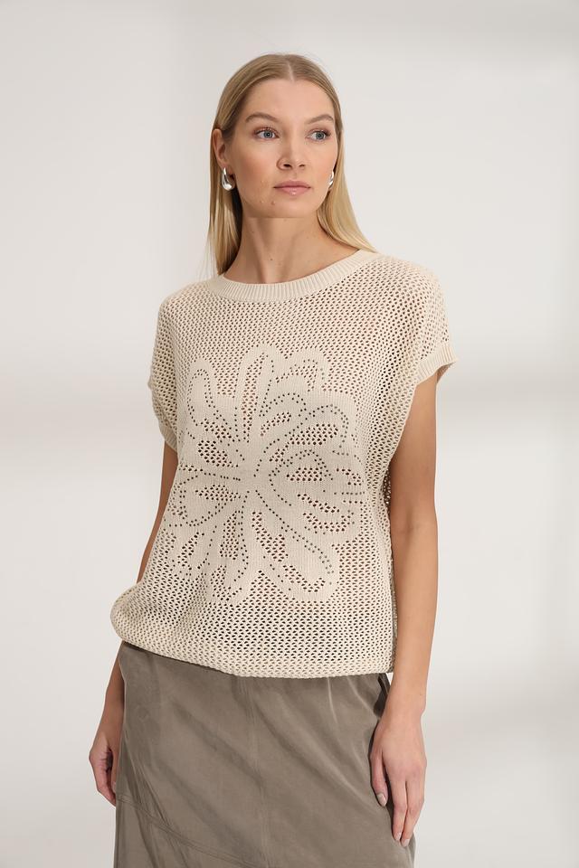 Пуловер Bianca с кружевной вставкой бежевый