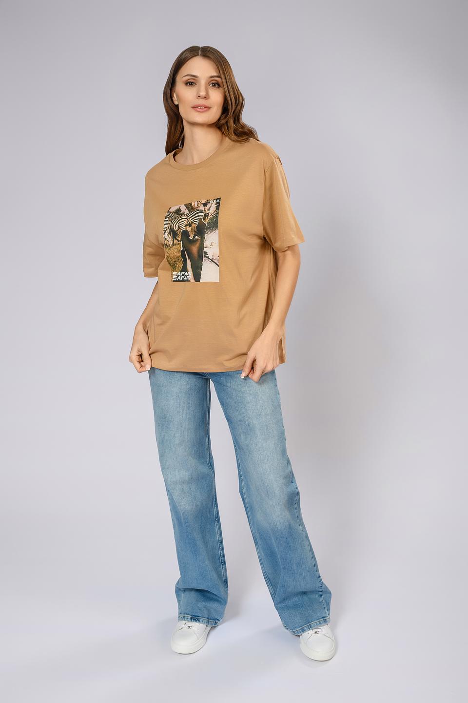 Футболка Ice Play с принтом сафари бежевая