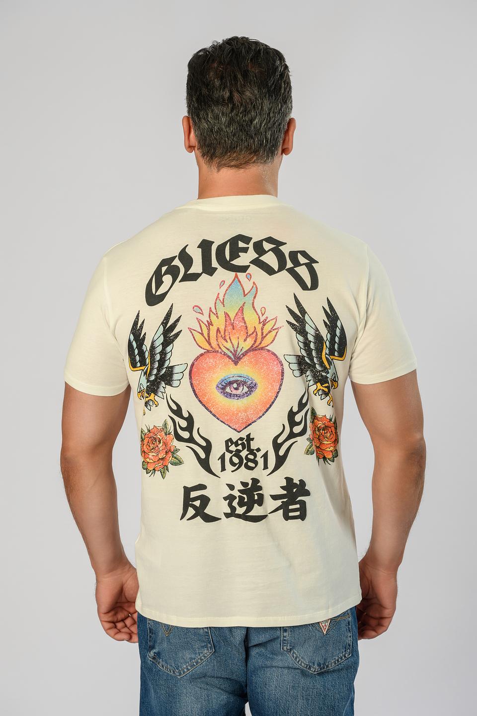 Футболка Guess с принтом бежевая