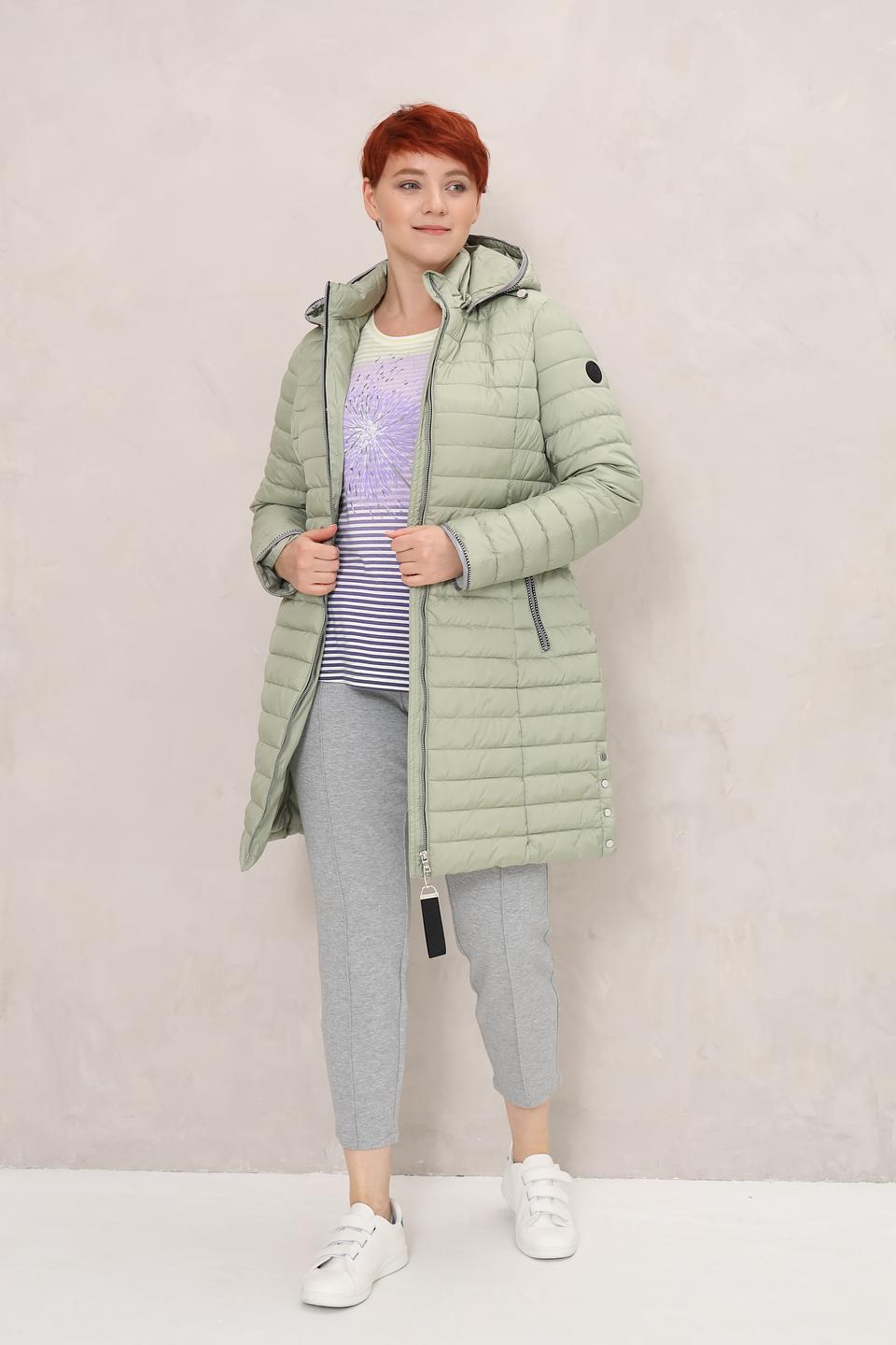 Пальто District стеганое оливковое