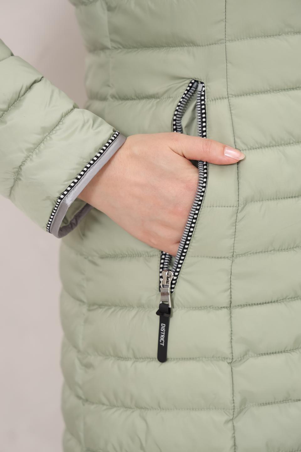 Пальто District стеганое оливковое