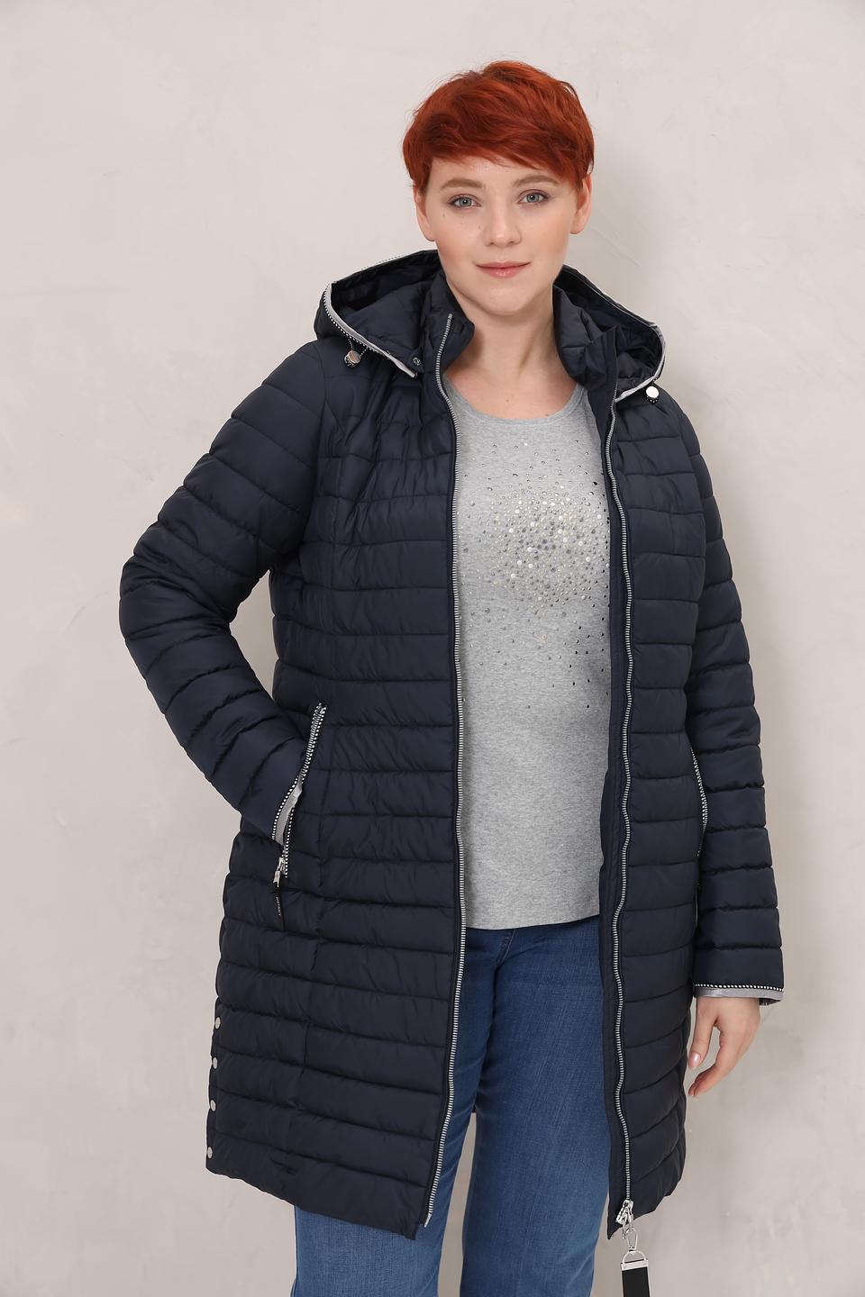 Пальто District стеганое тёмно-синее
