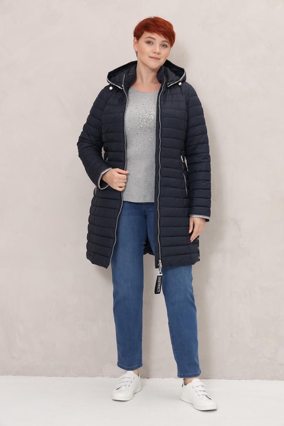 Пальто District стеганое тёмно-синее