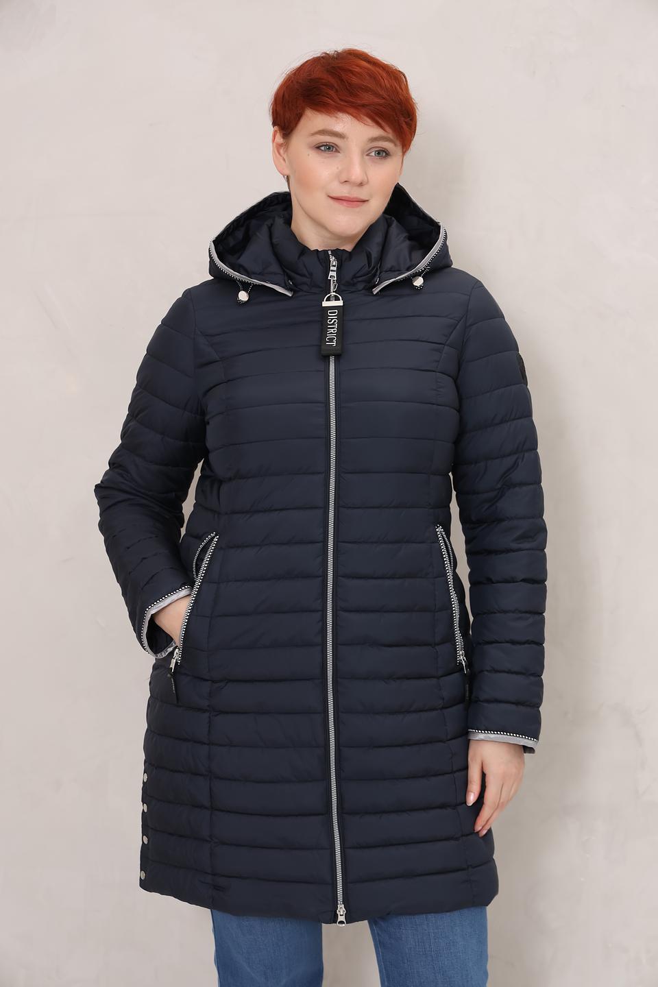 Пальто District стеганое тёмно-синее