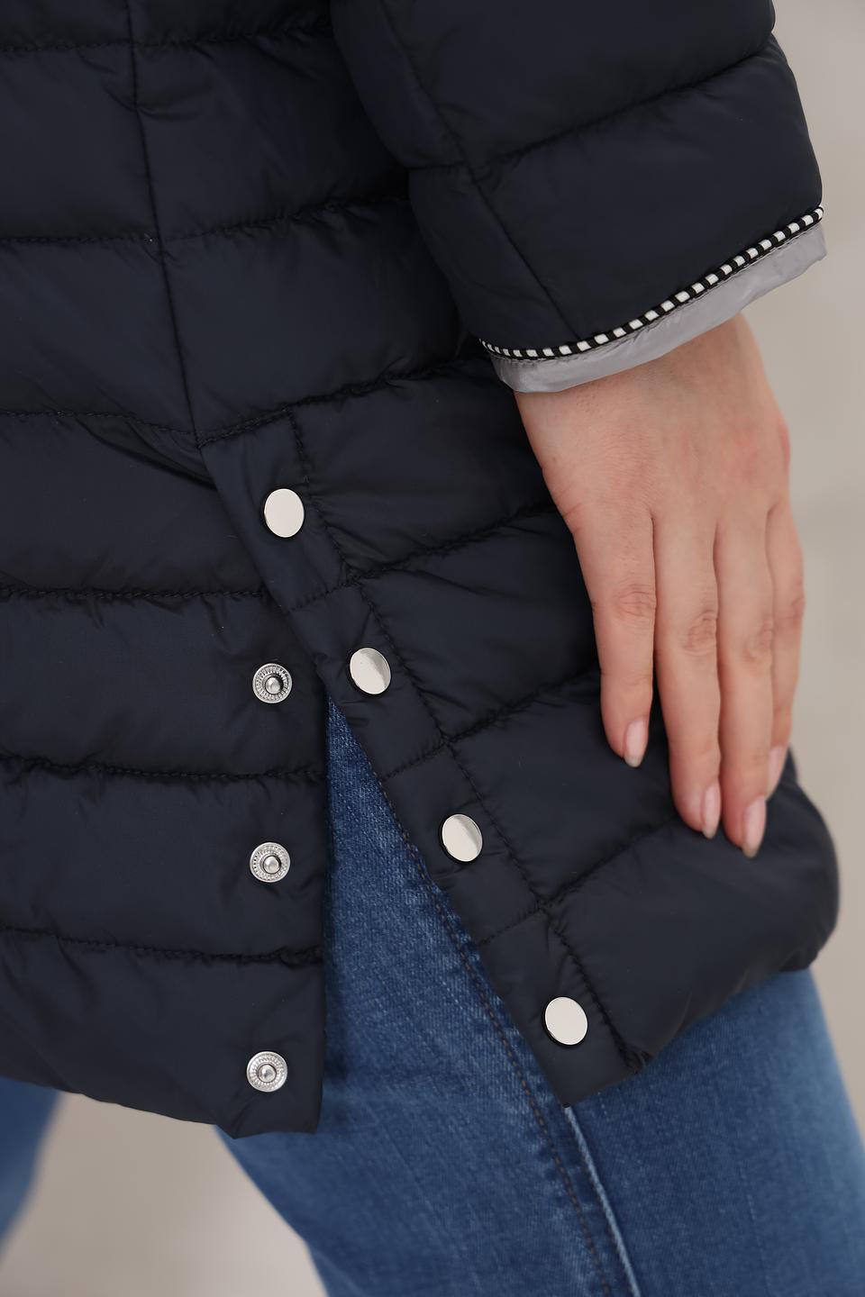 Пальто District стеганое тёмно-синее