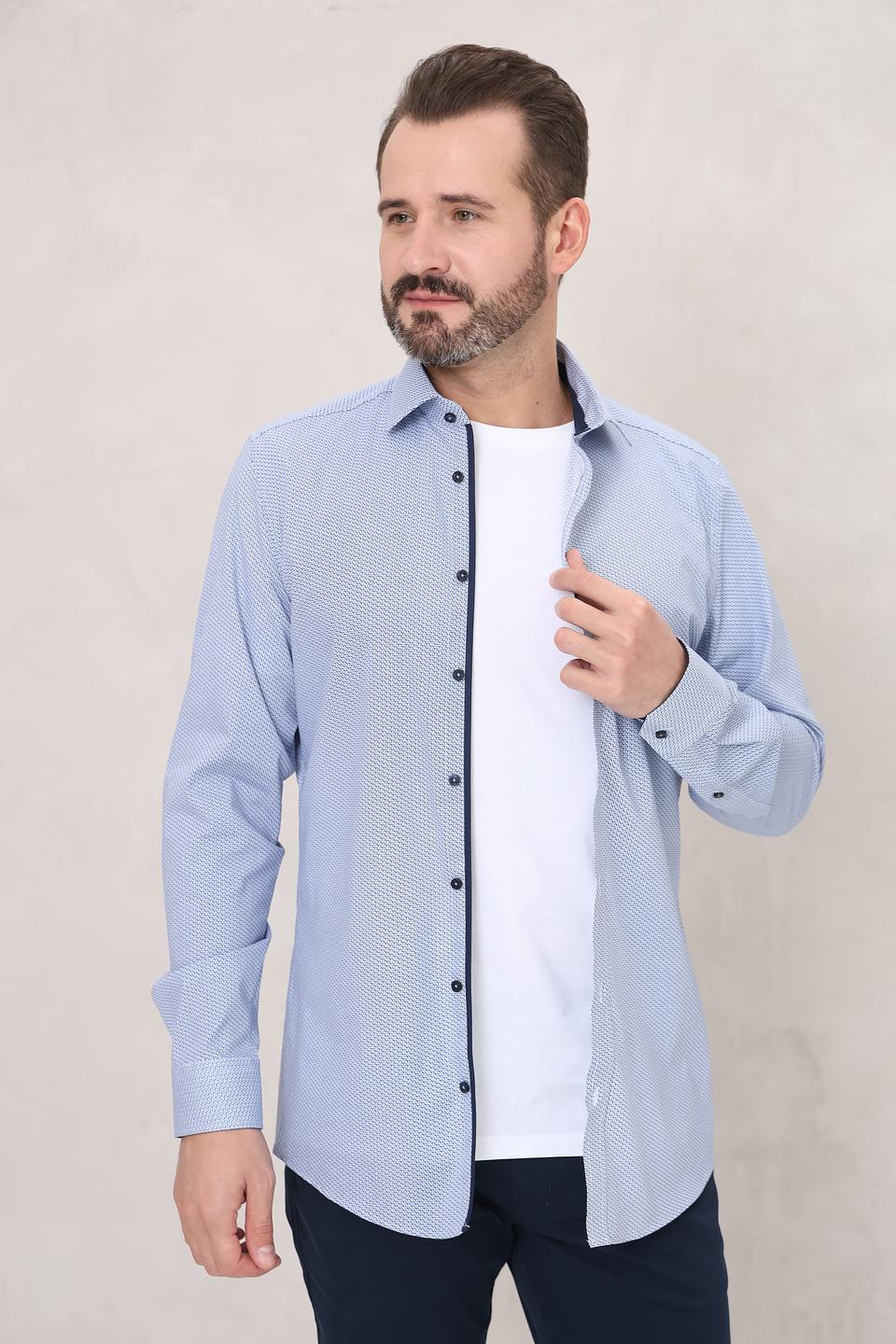 Рубашка Venti men голубая в мелкий принт