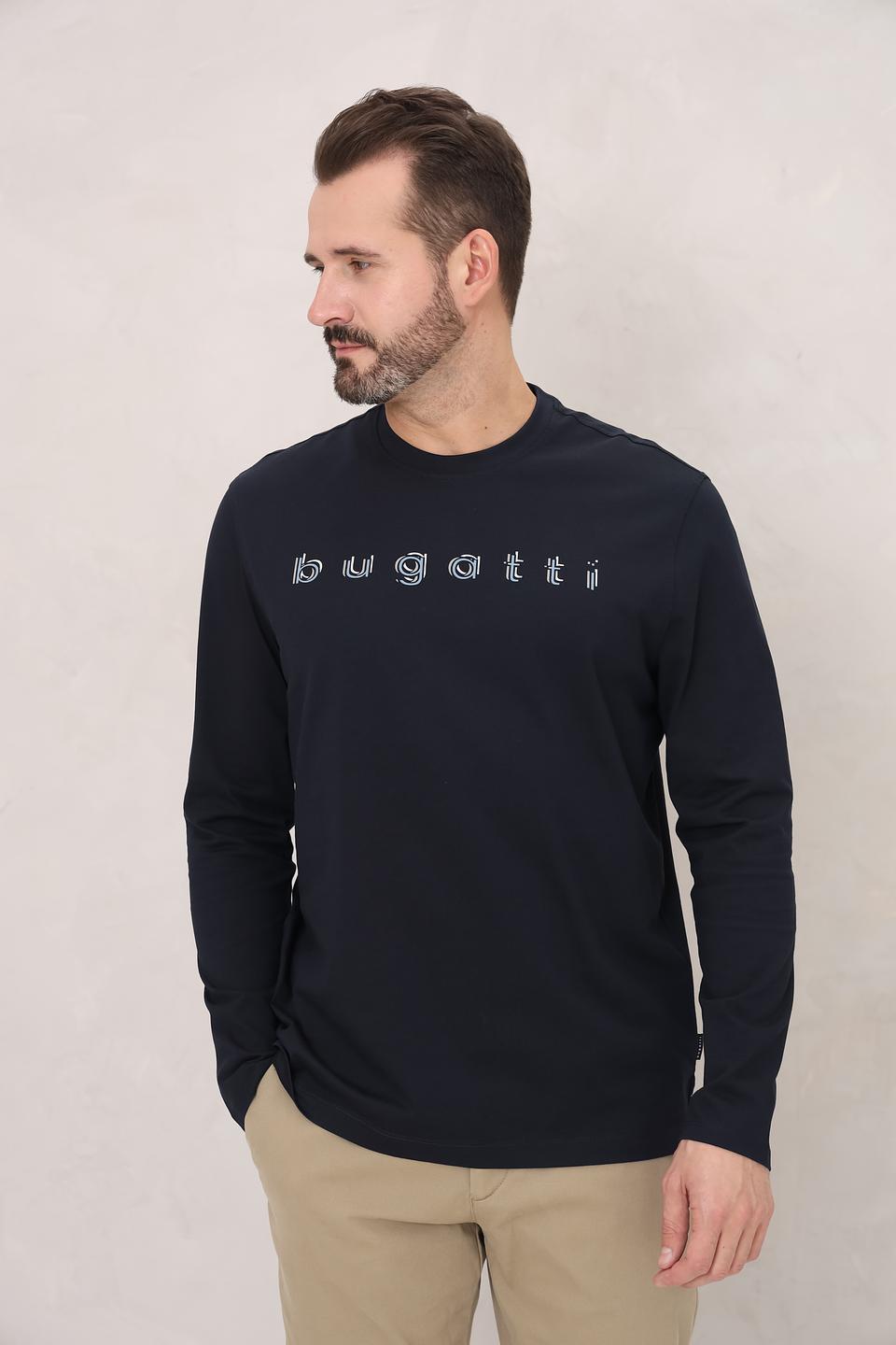 Лонгслив Bugatti с логотипом тёмно-синий