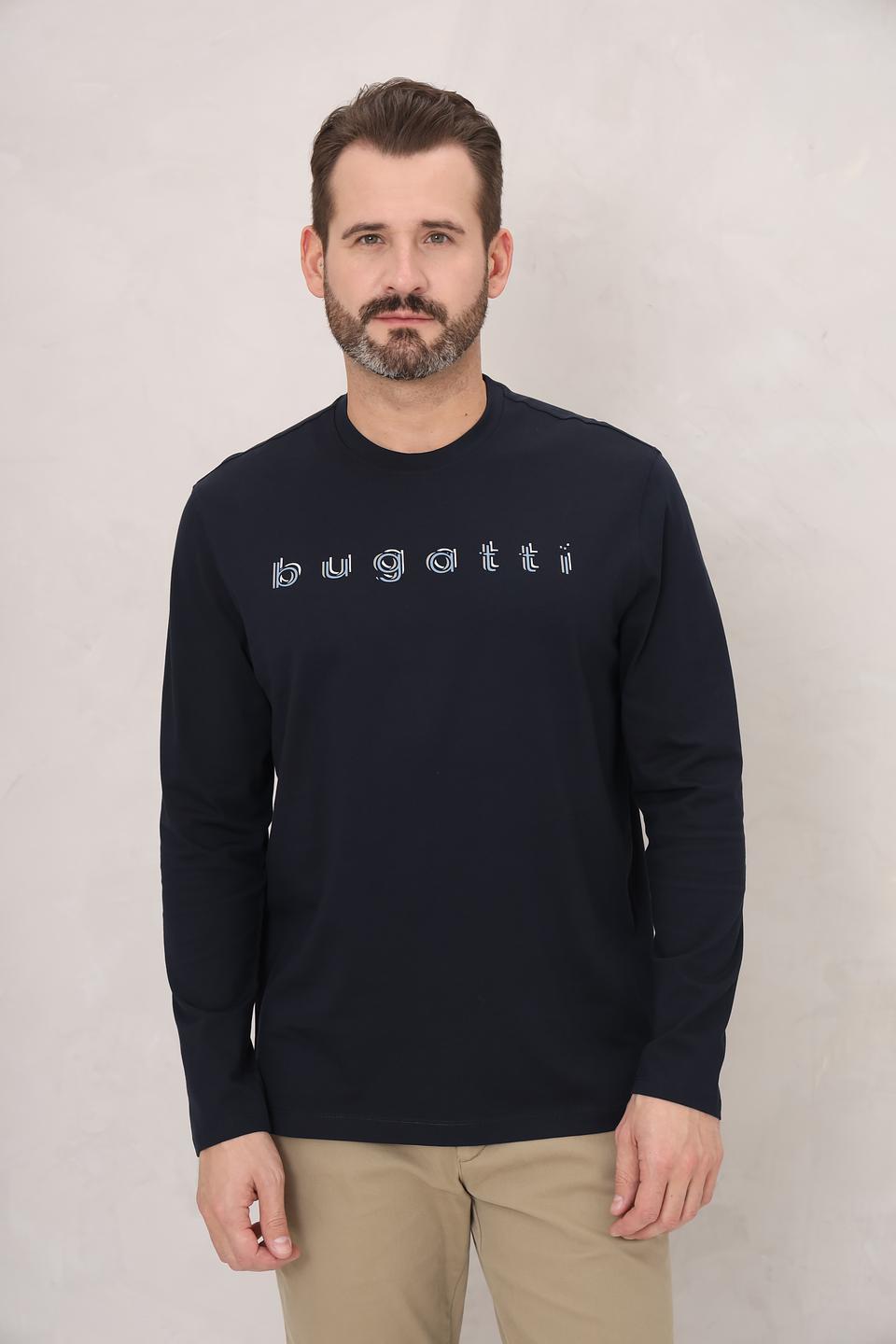Лонгслив Bugatti с логотипом тёмно-синий
