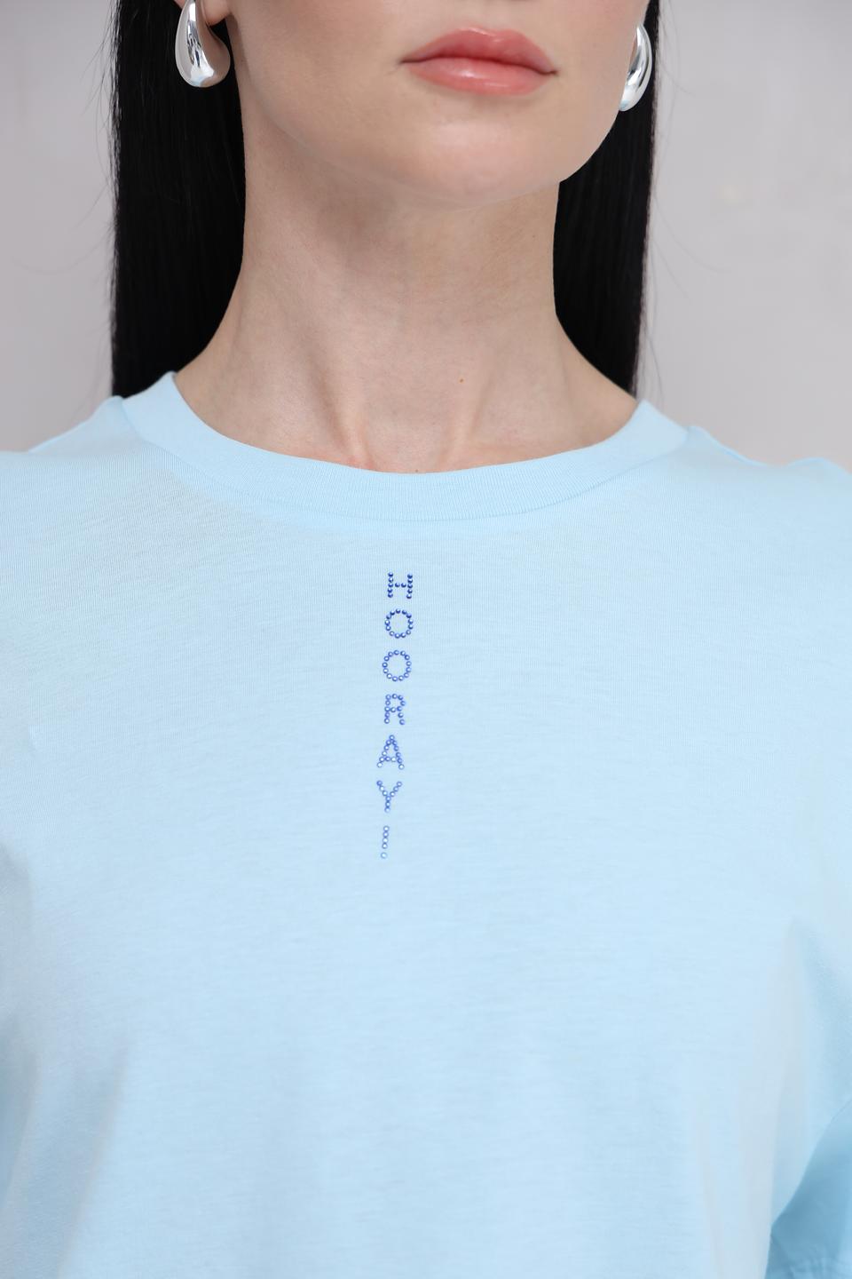 Футболка Rich and Royal голубая с надписью