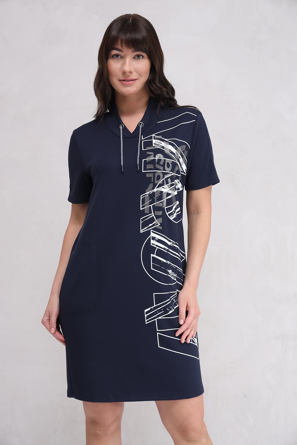 Платье Lebek с принтом синее