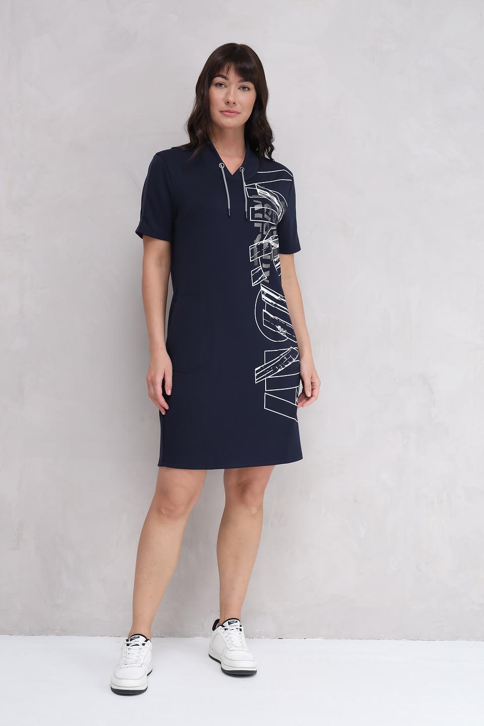 Платье Lebek с принтом синее