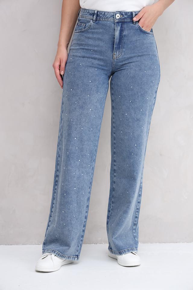 Джинсы Taifun с жемчугом голубые