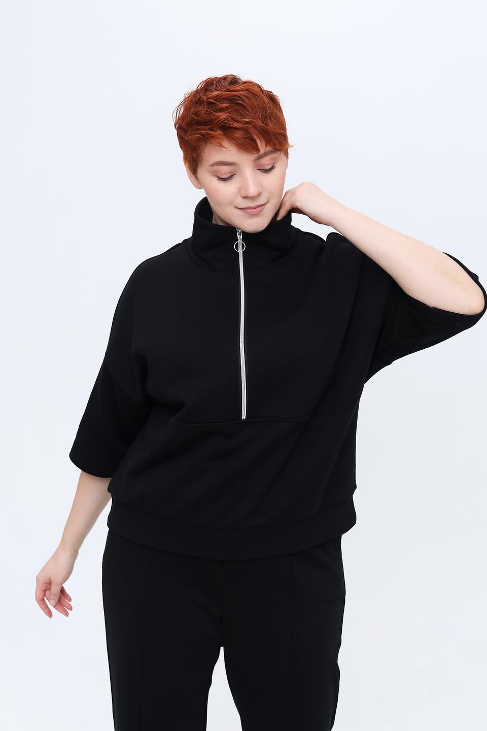 Пуловер Pezzo с молнией чёрный