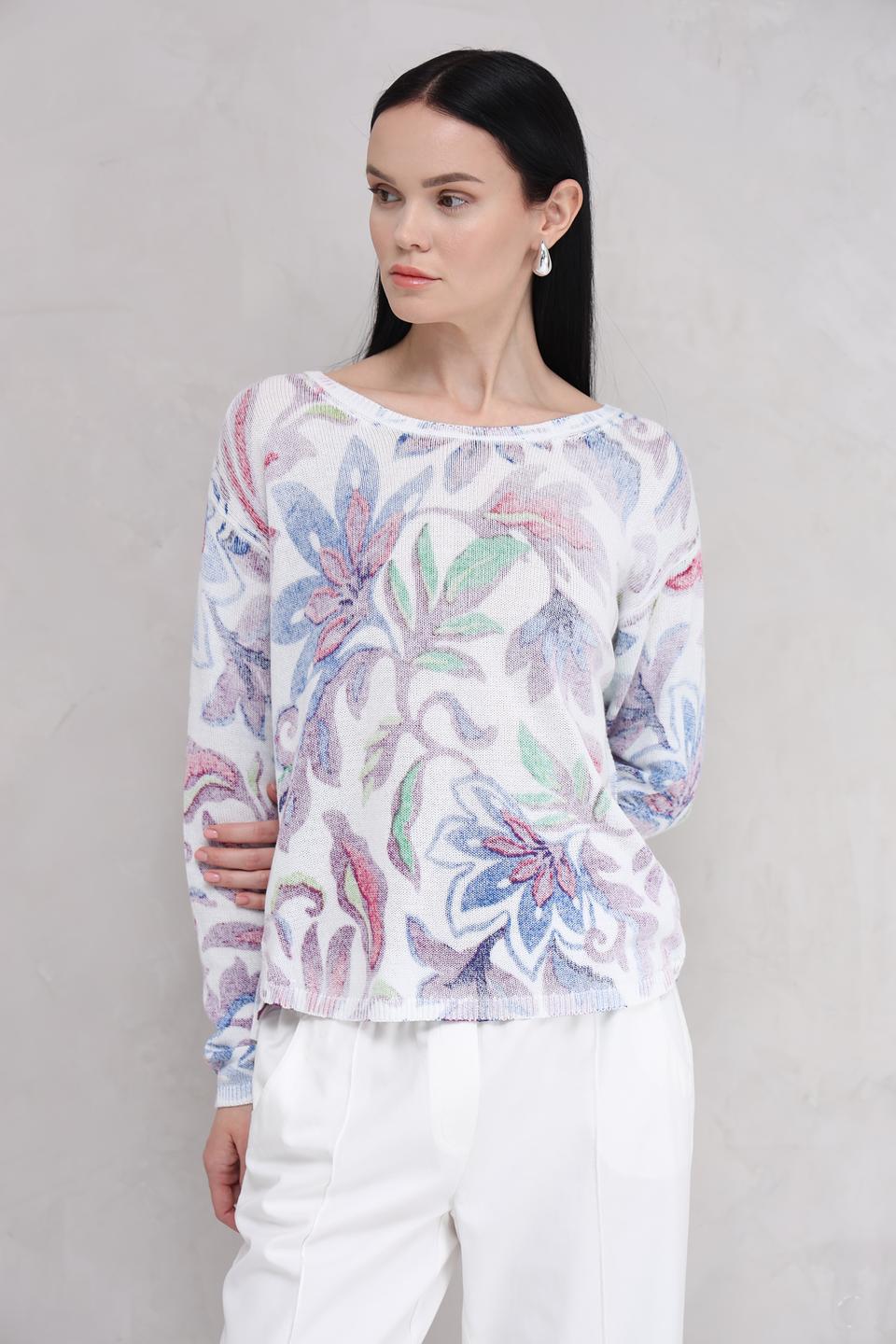 Пуловер Oui с цветочным принтом