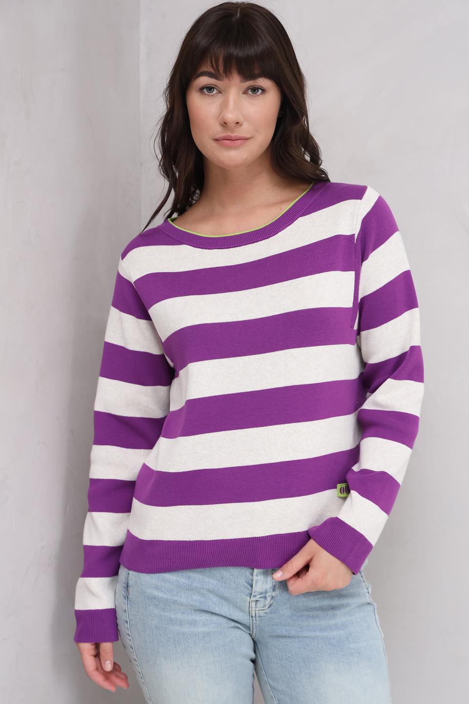 Пуловер Oui в полоску фиолетовый