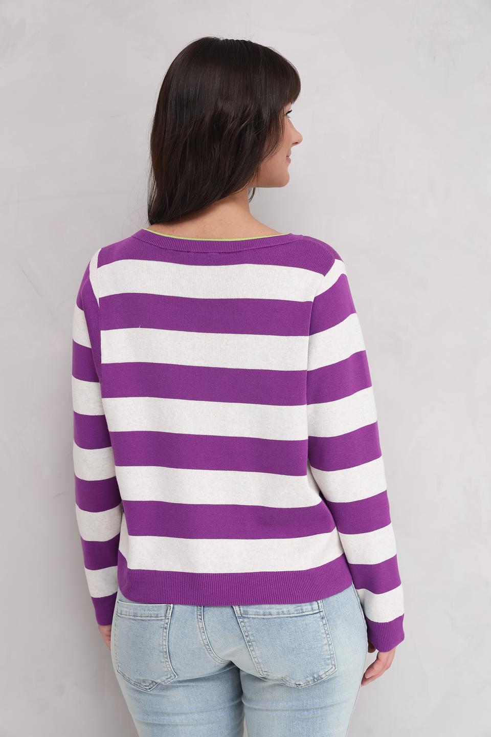 Пуловер Oui в полоску фиолетовый