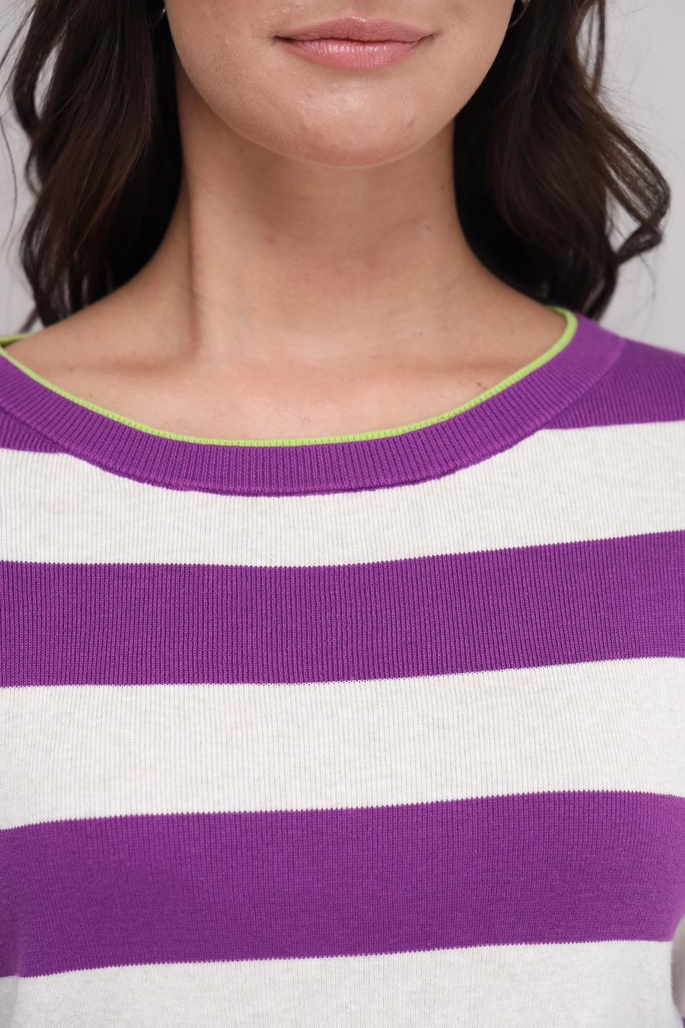 Пуловер Oui в полоску фиолетовый